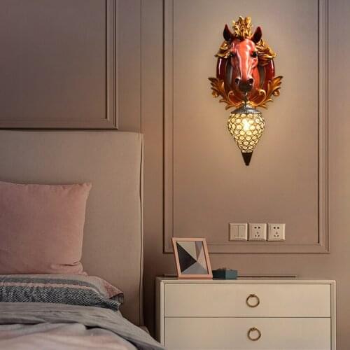 American Retro Led Horse Wall Lamp Modern Luxury Home Wall Sconce Industrial Decoration Light Kitchen Bedroom Interior Lighting