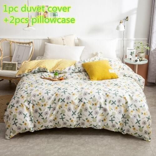 White yellow duvet cover sets cotton flowers quilt cover single double queen king bedding sets 2pc pillowcase comforter cover