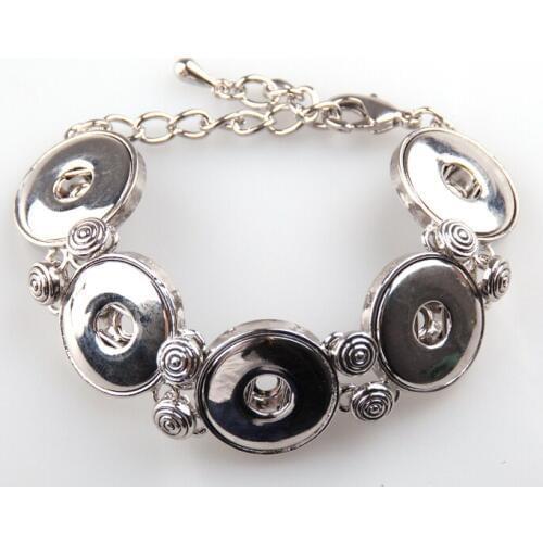 Free shipping alloy five pieces metal button charm Bracelet DIY fit for 1.8-2cm charm Fashion Jewelry