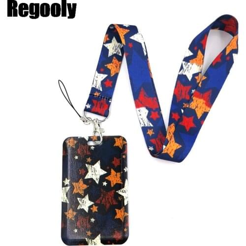 Vintage Colorful Stars Credit Card ID Holder Bag Student Women Travel Bank Bus Business Card Cover Badge Accessories Gifts