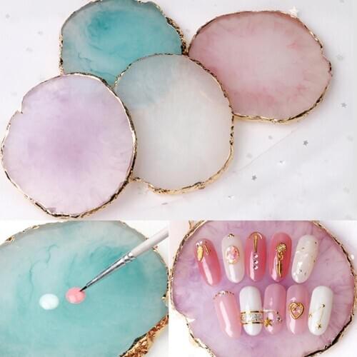 Nail Art Display Showing Shelf Board Natural Resin Agate Nail Salon Tools Color Mixer Mixing Palette Holder Drawing Plate