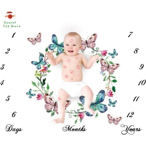 Monthly Milestone Blanket Baby Play Mat Manta Photo Rug Calendar Photography Props Background Accessories