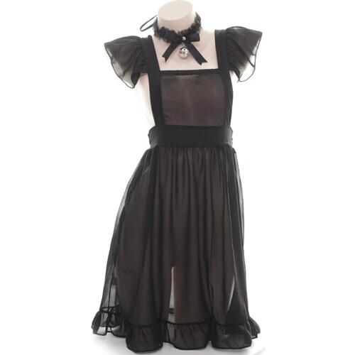 Home Night Club Sexy French Maid Apron For Woman Lace Japanese French Girl Cosplay Costume Work Waitress Apron Babydoll Dress