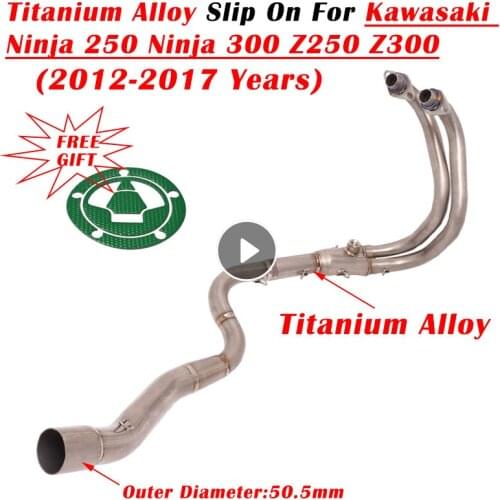 For Kawasaki Ninja 250 250R 300 Z250 Z300 2012 - 2017 Motorcycle Exhaust Escape Modlify Muffler Titanium Alloy Front Link Pipe