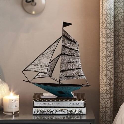 Creative retro wrought iron sailing decoration living room study desk TV wine cabinet modern craft decorations