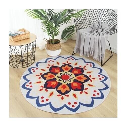American Garden Flower Round Carpet Bedroom Living Room Sofa Anti-Slip Mat