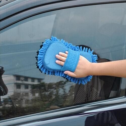 Hot Microfiber Chenille Car Cleaning Sponge Towel Cloth Auto Wash Gloves Car Washer Supplies Home Cleaning Tower Sky Blue