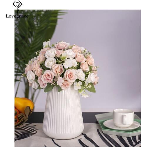 Lovegrace Bridesmaid Bouquet Bridal Wedding Bouquets Bunch of Flowers Wedding Flower Pink Rose DIY Mariage Home Party Decoration