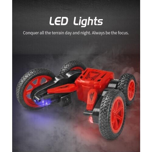 Remote-controlled rotary double-sided stunt car 2.4G with light dump truck children charge deformation toys