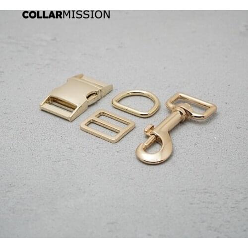Metal buckle+Tri-Glid+D ring+metal dog clasp/set)Retailing 25mm for dog collar student bag good quality DIY parts gold