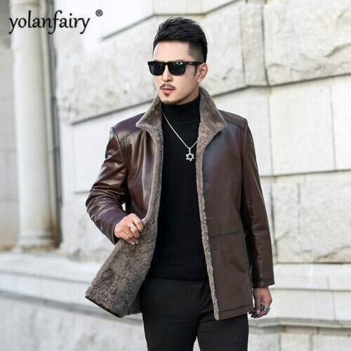 2020 Winter Genuine Leather Jacket Men Shearling Fur Coat for Men Warm Real Wool Fur Chaqueta Cuero Hombre JM-ZLH81731 Pph436