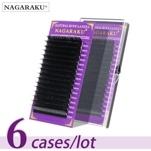 NAGARAKU All Size 6 Cases J B C D Curl Faux Mink Eyelashes Extension Individual Eyelashes Artificial Fake False Eyelashes