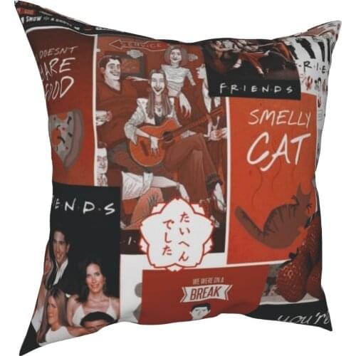 Red Friends Tv Show Pillowcase Soft Fabric Cushion Cover Decoration Pillow Case Cover Home Square 40X40cm