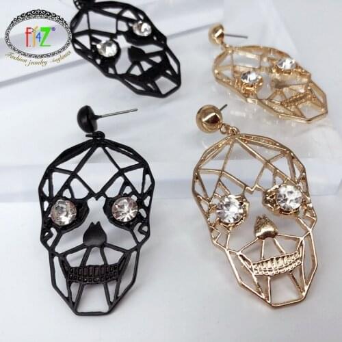 F.J4Z New Vintage Hollow Skeleton Pendant Earrings Hit-Hop Gothic Hollow Statement Earrings for Women Jewelry dropship