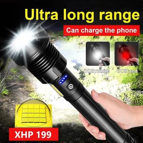 New XHP199 16 Core Led Flashlights Most Powerful Tactical Flashlight 18650 XHP160 USB Rechargeable Torch COB Camping Flash Light