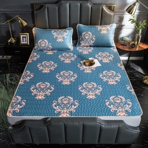 Wonderlife Summer Cooling Bed Mat Ice Silk Cooling Mattress Latex Printing Foldable Soft Bedding Sets Sleep Pillowcase Bed
