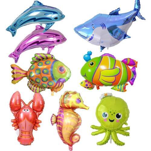 Ocean Fish Big Hippocampus Octopus Fish Foil Balloons Cute Animal Theme Party Kids Birthday Party Decoration Helium Balloon