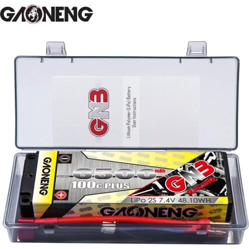 Rechargeable battery GNB 7.4V 6500mAh 100C For RC Car Racing Spare Parts With Shell Upgrade LiHV 2S Battery for RC Car Boats