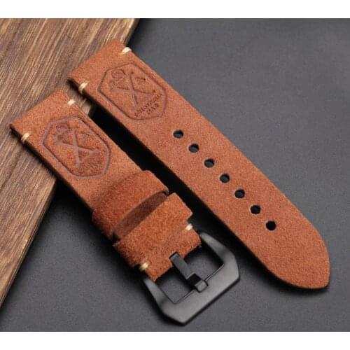 New Handmade skull leather Watchband X-MEN Soldier Top Layer Leather Strap 20 22 24MM Compatible For PAM111 Soft Bracelet