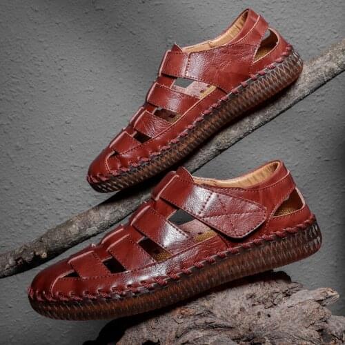 Brand New Soft Leather Sandals Leisure Beach Men Shoes High Quality Genuine Leather Sandals Fashion Mens Sandals Big Size 38-48