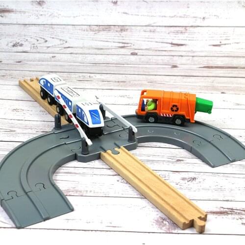 Wide rail road track suitable for brand small train wooden magnetic toy car wooden rail car splice track childrens toys