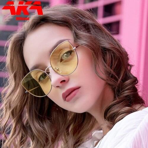 AKAgafas Cat Eye Sunglasses Women Luxury 2021 Oversized Sunglasses Women Vintage Metal Sun Glasses For Women Gafas De Sol Mujer