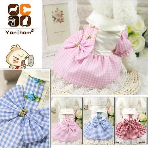 Wedding Clothes for Dogs Dresses Tutu Cute Floral Dresses for Dog Yorky Chihuahua Pet Lovely Small Dog Clothes Pink Dress Summer