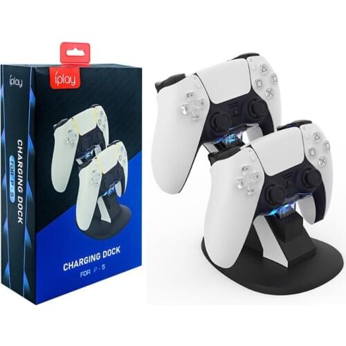 LED Fast Charging Dual Dock Gamepad Charger Station Stand Base Power Supply with Type C Cable for PS5 Wireless Game Controller