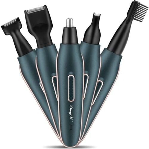Ckeyin 5 In 1 Mens Hair Trimmer Kit Electric Beard Nose Ear Trimmer Portable Clipper Eyebrow Shaver Machine Facail Hair Remover