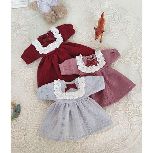 Ob11 molly dress vintage lace dark jacquard skirt doll clothes