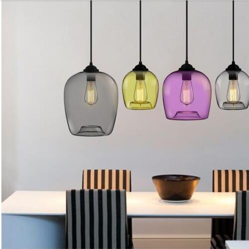 Vintage Fashion Handmade 4 Colors Crystal Glass LED E27 Pendant Light For Dining Room Restaurant Bar Pendant Lamp AC80-265V 1441