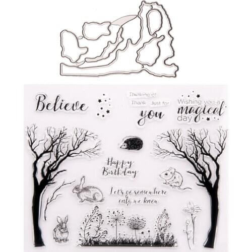 YINISE RUBBER Clear Stamps AND DIES for Scrapbooking WAX SEAL TREES DIY PAPER Album Cards MAKING EMBOSSING Crafts Supplies