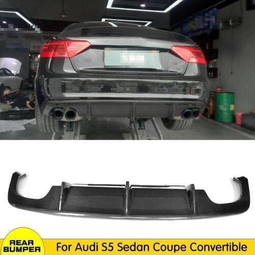 Carbon Fiber Rear Bumper Lip Diffuser Spoiler for Audi A5 S5 Sline Sedan Coupe Convertible 2012 - 2015 rear fins diffuser