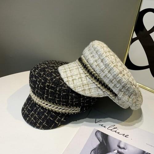 Women Octagonal Newsboy Cap Women Classic Plaid Beret Hat Female Vintage Artist Painter Hat 2021 New Autumn Winter Berets