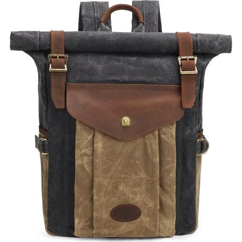 Trim Women Canvas Casual Bookbag Men Vintage Laptop Travel Rucksack Backpack Leather