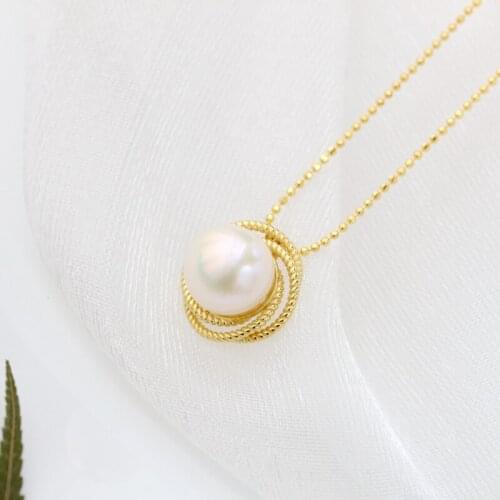 Authentic 925 Sterling Silver Inlaid Natural Freshwater Pearl Fashion Creative Women Pendant 18K Gold Plated Style Jewelry Gift