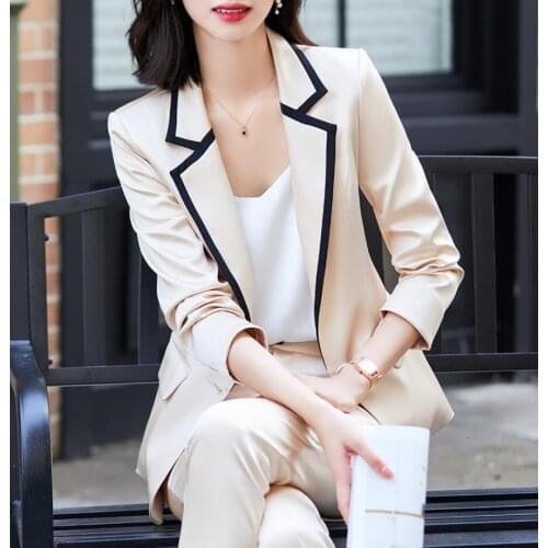 2021 Fashionable Style Patchwork Black Office Lady Blazer Set Professional Women Pants Suit Elegant Two Piece Plus Size Xxxxl