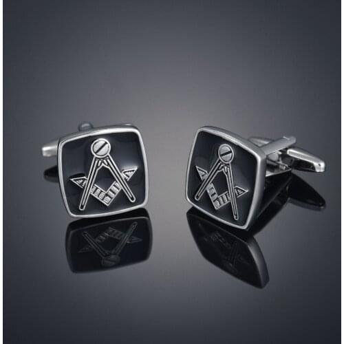 1Pair Classic Masonic Cufflinks for Mens Luxry Square Cufflink Mens Suit Shirt Sleeve Cufflinks Xmas Gift High Quality Gemelos
