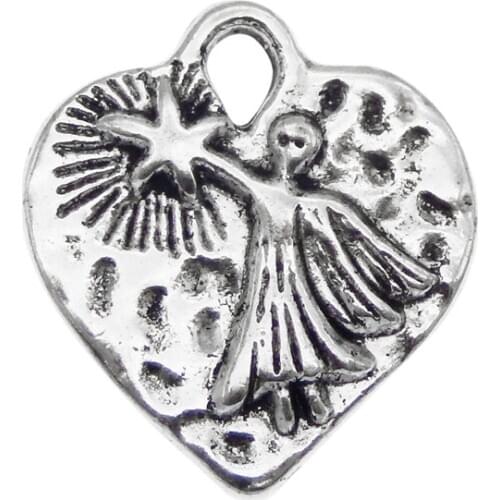 10pcs/lot Love Hearts Charms 18*20mm Retro Alloy Dangle Earrings Pendant Vintage Bracelet Charms Jewelry Finding Handmade Gift