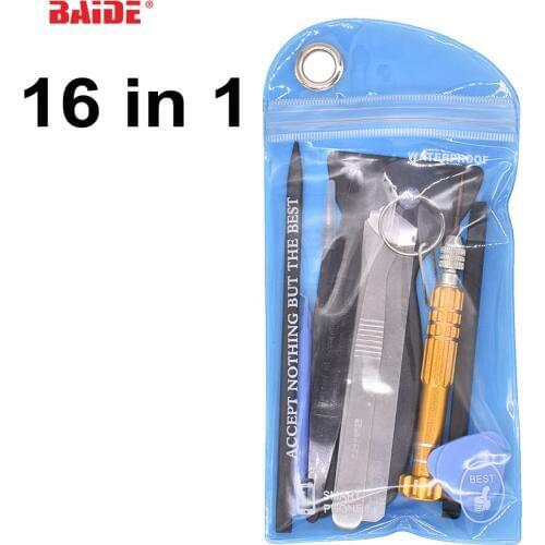16 in 1 Opening Tools Kit With 0.6Y 0.8 T5 T2 1.2 Pentalobe Screwdriver for iPhone7 iPad Tablet PC Notebook Screen Repair 100set