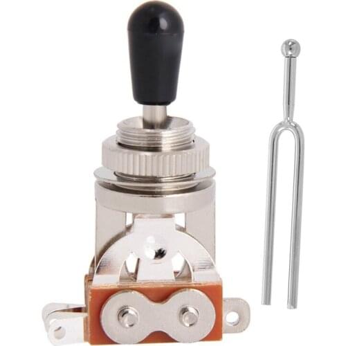 2 Pcs Parts: 1Pcs C523 Instrument Tuner Metal Tuning Fork & 1 Pcs Electric Guitar Toggle Switch 3 Way Pickup Selector