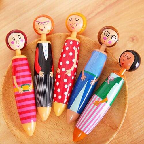 3Pcs/Set Random Kawaii Cartoon Ballpoint Pen 1.0mm Tip Blue Color Ink Ball Pen Office School Signature Pen Student Stationery