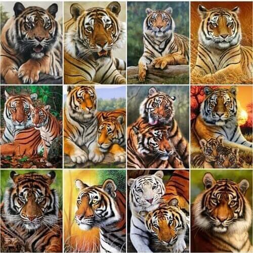 EverShine DIY Diamond Painting Full Square Tiger Picture Diamond Embroidery Animals Rhinestone Mosaic Art Wall Decoration