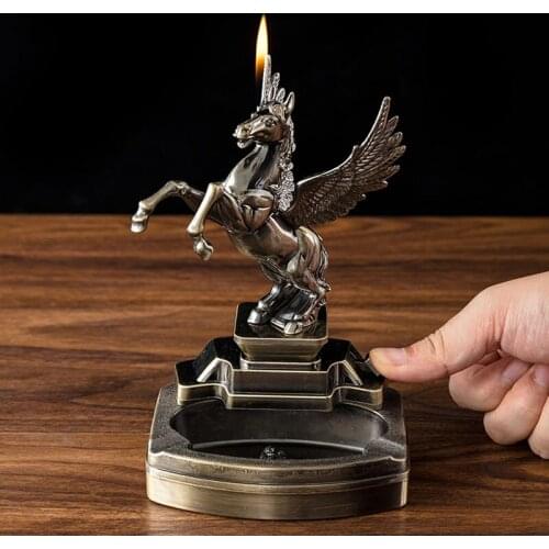 Antique Bronze Horse Ashtray Creative Portable Ashtray Home Decoration Accessories Desktop Decor Ornament Crafts Gifts