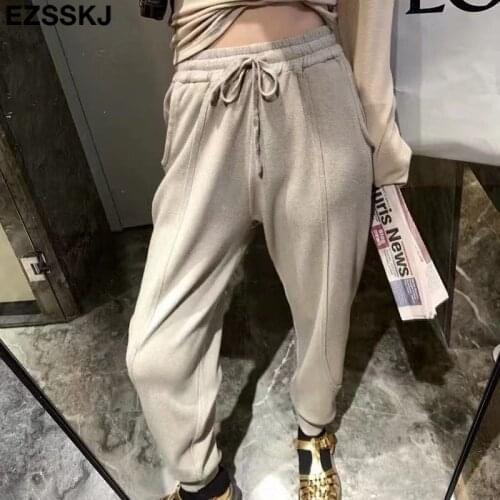 Chic autumn winter chic Harem Pants Women Loose Trousers female Knitted Pants knit Trousers With Pockets Radish pants