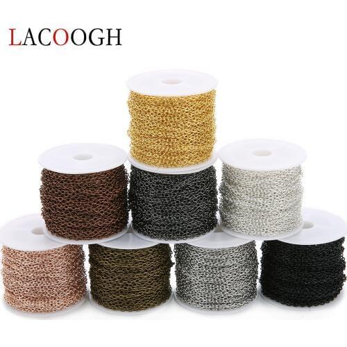 10 Yard/roll 2x3mm 3x4mm Bulk Iron Cross Cable Chain 8 Color Necklace Bracelet Chain for DIY Jewelry Making Findings Accessories