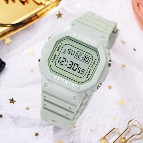 LED Square Bell girls Simple Fashion Student Sen Female Small Fresh Watch Child Clocks boy Gift Silicone Strap Digital Watches