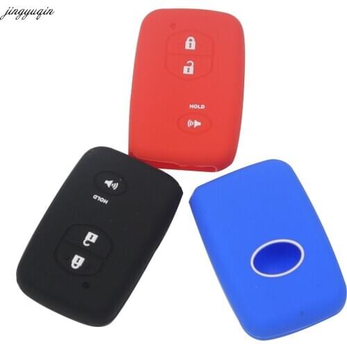 Jingyuqin 3 Buttons Silicone Car Key Case Cover For Toyota Land Cruiser Prado 150 Camry Prius Crown Keychain Holder