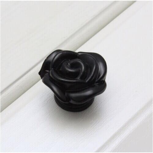 Black Rose Knobs black drawer cabinet dresser cupboard door handles knobs33mm black creative modern furniture knobs