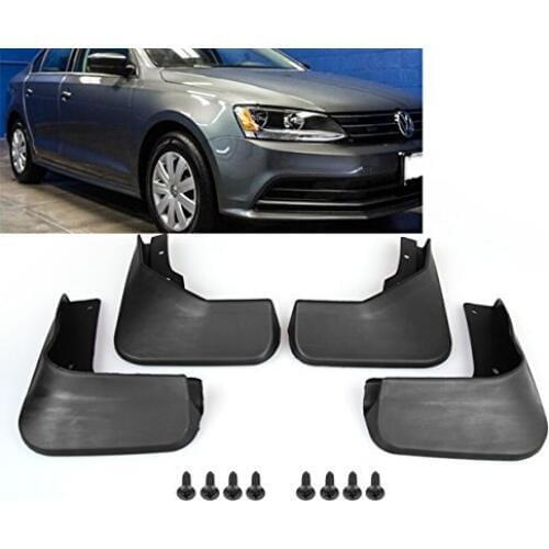 Black ABS Mud Flaps Splash Guards Fender Front + Rear For VW Jetta MK6 2015 2016